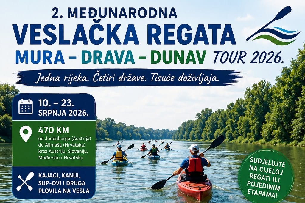 VESLAČI U PONEDJELJAK STIŽU U BELIŠĆE: Međunarodna regata Mura-Drava -Dunav i ove godine povezuje četiri države
