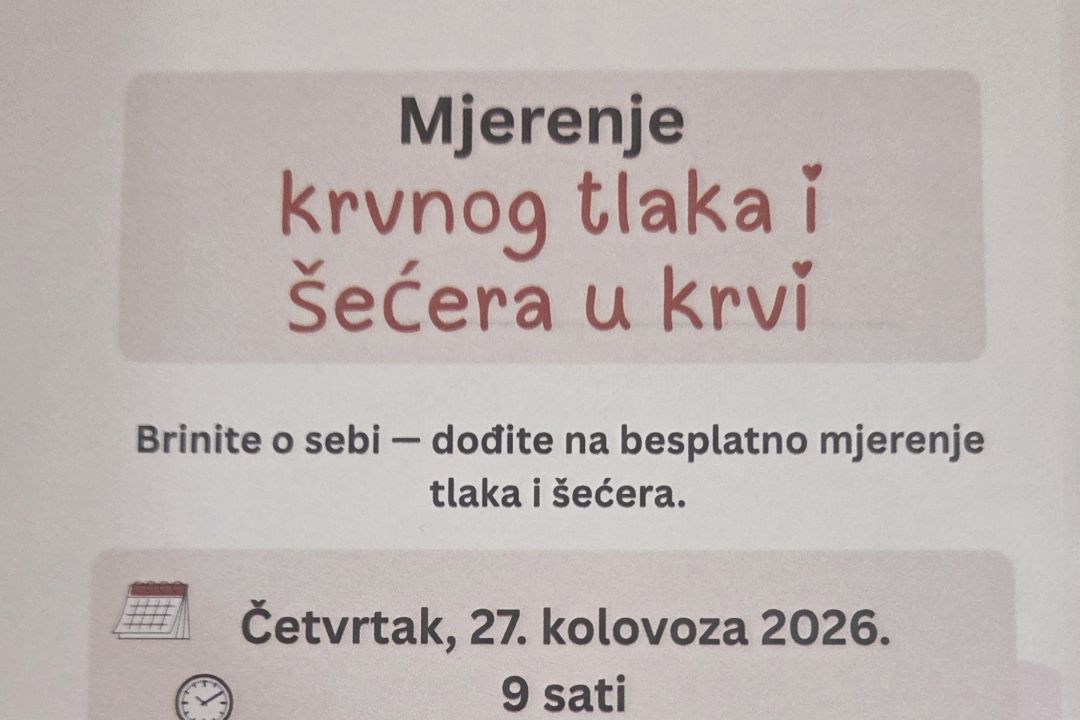Mjerenje krvnog tlaka i šećera u krvi u Bizovcu!
