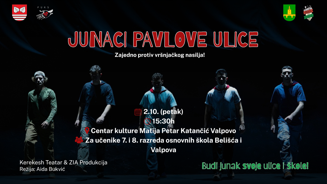 ZAJEDNO PROTIV VRŠNJAČKOG NASILJA: Predstava „Junaci Pavlove ulice“ okuplja djecu i mlade Belišća i Valpova